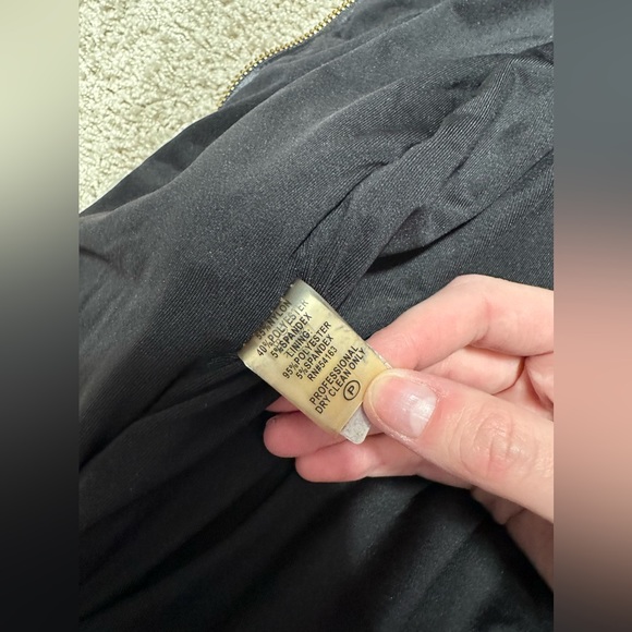 Calvin Klein Strapless Little Black Dress with Gold Zipper - Picture 2 of 8